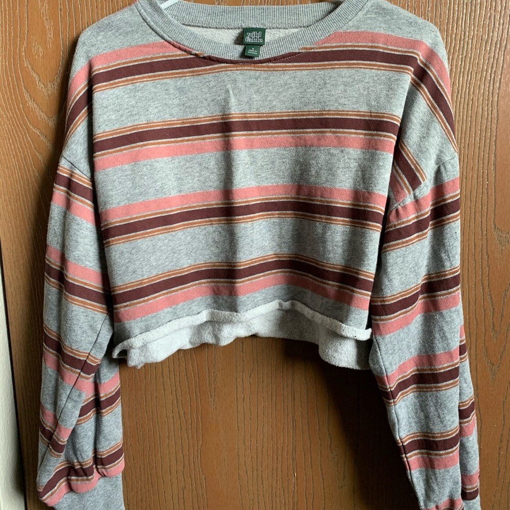 Striped cropped crewneck